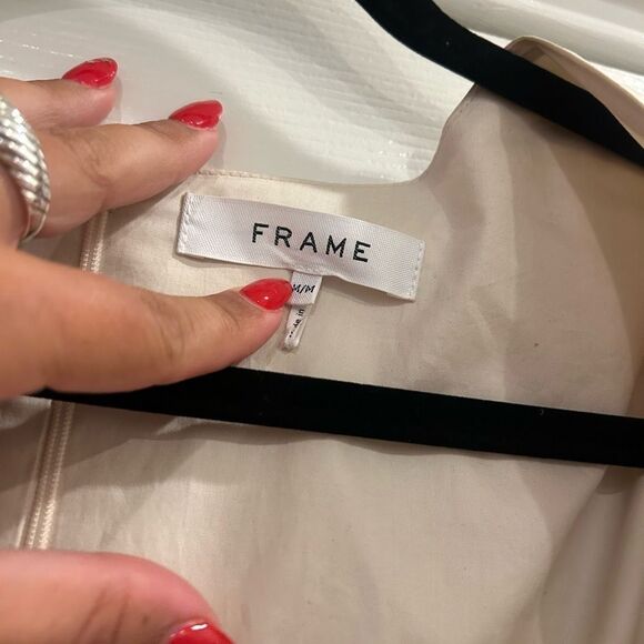 Frame Tie Neck Puff Sleeve Stretch Poplin Minidress medium - Picture 9 of 9